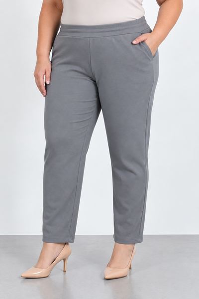 Picture of STRETCH STRAIGHT LEG TAILORED TROUSERS ELASTICATED WAIST